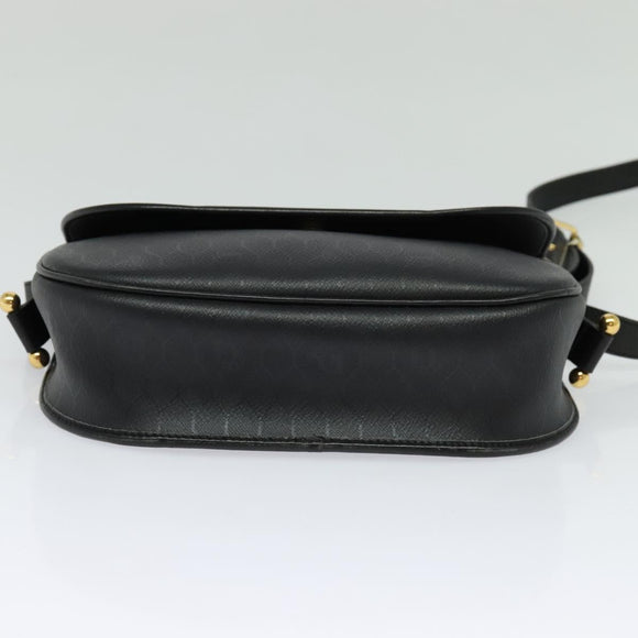Christian Dior Honeycomb Canvas Shoulder Bag PVC Black Gold Auth 120944