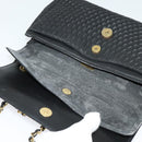 BALLY Quilted Chain Shoulder Bag Leather Black Gold Auth 120948-14
