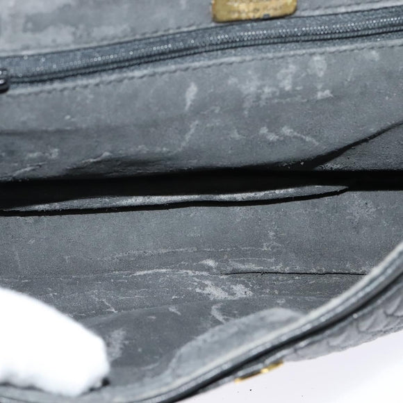 BALLY Quilted Chain Shoulder Bag Leather Black Gold Auth 120948