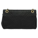 BALLY Quilted Chain Shoulder Bag Leather Black Gold Auth 120948-3