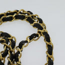 BALLY Quilted Chain Shoulder Bag Leather Black Gold Auth 120948-8