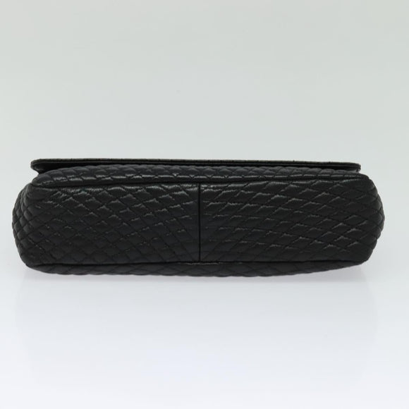 BALLY Quilted Chain Shoulder Bag Leather Black Gold Auth 120948