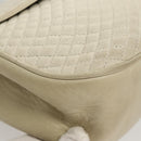 BALLY Hand Bag Leather White Gold Auth 120949-9