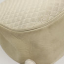BALLY Hand Bag Leather White Gold Auth 120949-15