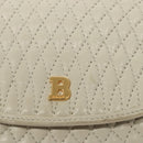 BALLY Hand Bag Leather White Gold Auth 120949-17