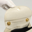 BALLY Hand Bag Leather White Gold Auth 120949-10