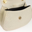 BALLY Hand Bag Leather White Gold Auth 120949-11
