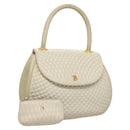 BALLY Hand Bag Leather White Gold Auth 120949-1