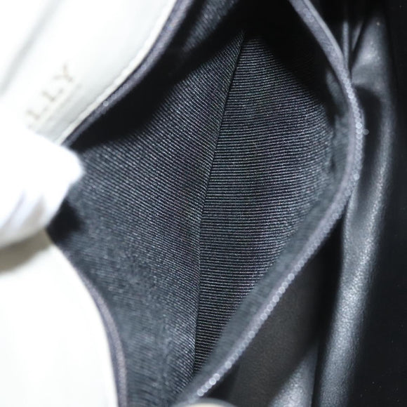 BALLY Hand Bag Leather White Gold Auth 120949