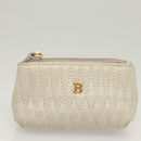 BALLY Hand Bag Leather White Gold Auth 120949-23