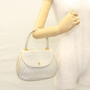 BALLY Hand Bag Leather White Gold Auth 120949-29