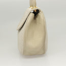 BALLY Hand Bag Leather White Gold Auth 120949-3