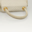 BALLY Hand Bag Leather White Gold Auth 120949-7