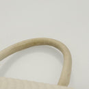 BALLY Hand Bag Leather White Gold Auth 120949-8