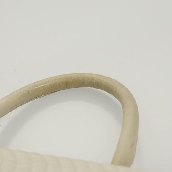 BALLY Hand Bag Leather White Gold Auth 120949