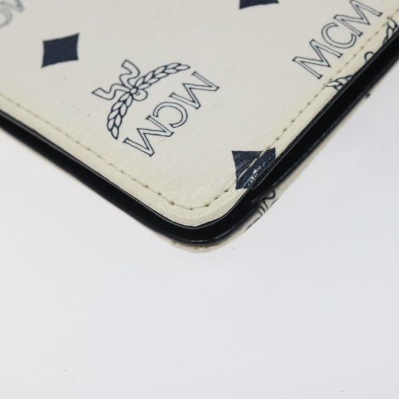 MCM Logogram Vicetos Shoulder Bag PVC Leather White Gold Auth 120950