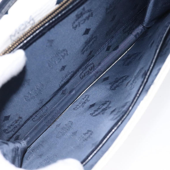 MCM Logogram Vicetos Shoulder Bag PVC Leather White Gold Auth 120950