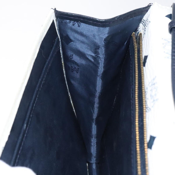 MCM Logogram Vicetos Shoulder Bag PVC Leather White Gold Auth 120950