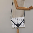 MCM Logogram Vicetos Shoulder Bag PVC Leather White Gold Auth 120950-24