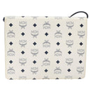 MCM Logogram Vicetos Shoulder Bag PVC Leather White Gold Auth 120950-3