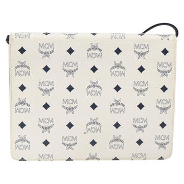 MCM Logogram Vicetos Shoulder Bag PVC Leather White Gold Auth 120950 - 0