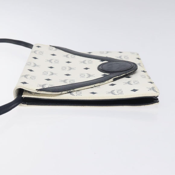 MCM Logogram Vicetos Shoulder Bag PVC Leather White Gold Auth 120950