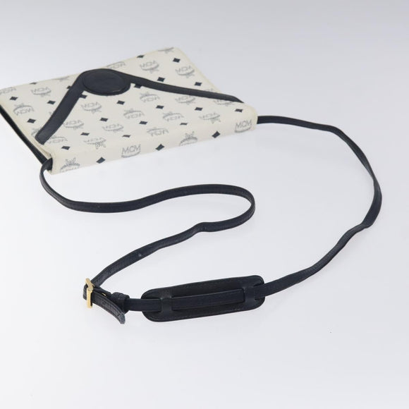 MCM Logogram Vicetos Shoulder Bag PVC Leather White Gold Auth 120950