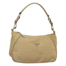 PRADA Shoulder Bag Nylon Beige Silver Auth 120952-1