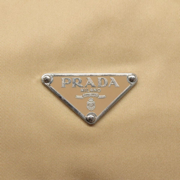 PRADA Shoulder Bag Nylon Beige Silver Auth 120952