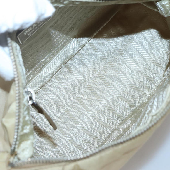 PRADA Shoulder Bag Nylon Beige Silver Auth 120952