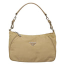 PRADA Shoulder Bag Nylon Beige Silver Auth 120952-13