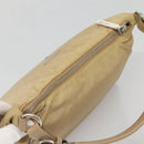 PRADA Shoulder Bag Nylon Beige Silver Auth 120952-6