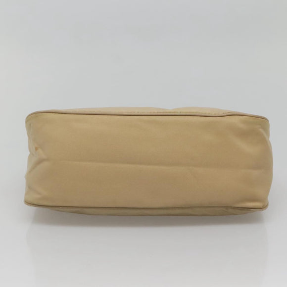 PRADA Shoulder Bag Nylon Beige Silver Auth 120952
