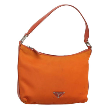 PRADA Shoulder Bag Nylon Orange Silver Auth 120954