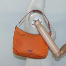 PRADA Shoulder Bag Nylon Orange Silver Auth 120954-23