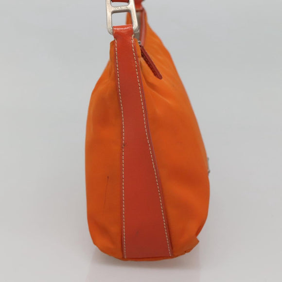 PRADA Shoulder Bag Nylon Orange Silver Auth 120954