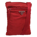 PRADA Shoulder Bag Nylon Red Silver Auth 120955-1