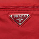 PRADA Shoulder Bag Nylon Red Silver Auth 120955-18