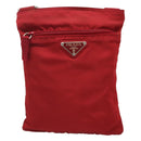 PRADA Shoulder Bag Nylon Red Silver Auth 120955-13