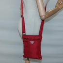 PRADA Shoulder Bag Nylon Red Silver Auth 120955-23