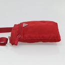 PRADA Shoulder Bag Nylon Red Silver Auth 120955-4