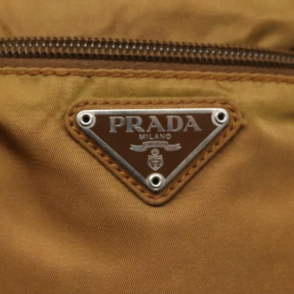 PRADA Shoulder Bag Nylon Brown Silver Auth 120961