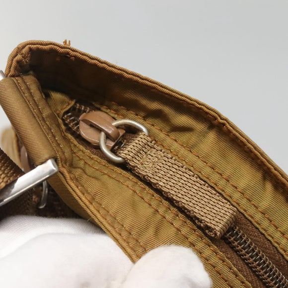 PRADA Shoulder Bag Nylon Brown Silver Auth 120961