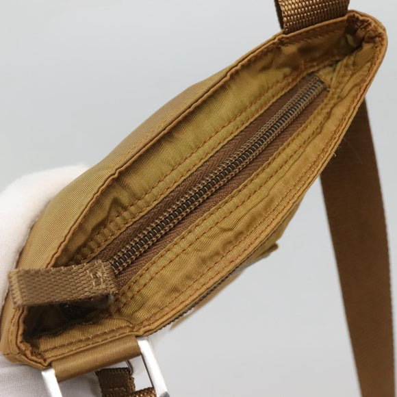 PRADA Shoulder Bag Nylon Brown Silver Auth 120961