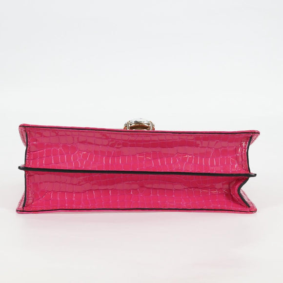 Miu Miu Chain Shoulder Bag Canvas Leather 2way Pink Gold Auth 120964AM