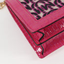 Miu Miu Chain Shoulder Bag Canvas Leather 2way Pink Gold Auth 120964SAM-17