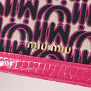 Miu Miu Chain Shoulder Bag Canvas Leather 2way Pink Gold Auth 120964SAM-19