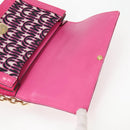 Miu Miu Chain Shoulder Bag Canvas Leather 2way Pink Gold Auth 120964AM-22