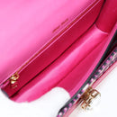 Miu Miu Chain Shoulder Bag Canvas Leather 2way Pink Gold Auth 120964SAM-10