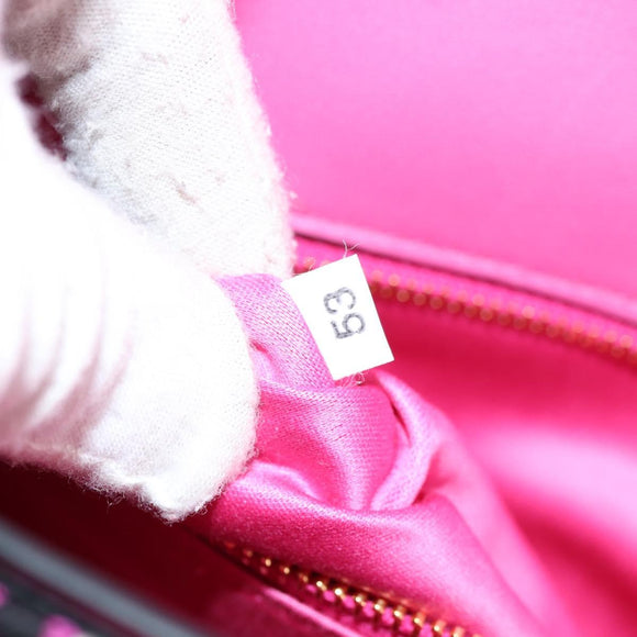 Miu Miu Chain Shoulder Bag Canvas Leather 2way Pink Gold Auth 120964AM